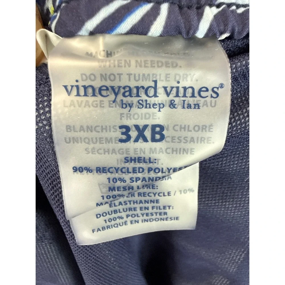 Vineyard Vines Men 3XB Navy Sea Life Lobster Turtle Lined Swim Trunks Cruise EUC